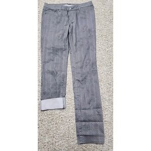 prAna Women's Kara Jeans 12/31 Skinny Pants Organic Cotton Gray Lilac Print
